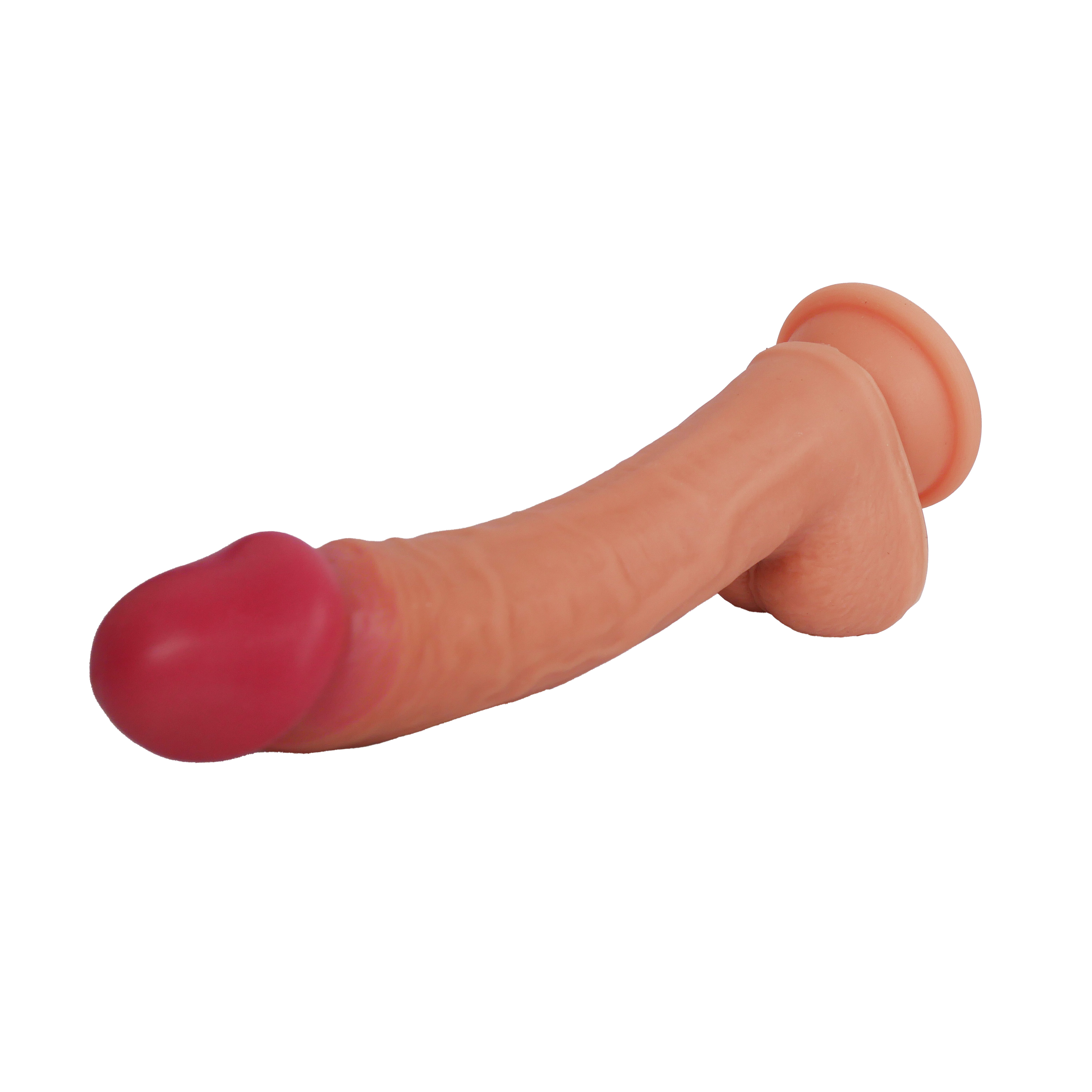 Realistischer Dildo mit Saugnapf – 21 cm Gesamtlänge, 15 cm einführbar, naturgetreu, hautfarbend hell mit Adern & Hoden meilov